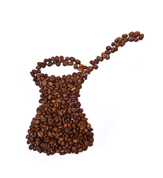 Cezve kahve çekirdekleri şeklinde — Stok fotoğraf