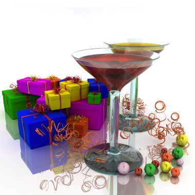 Wineglass and gifts clipart