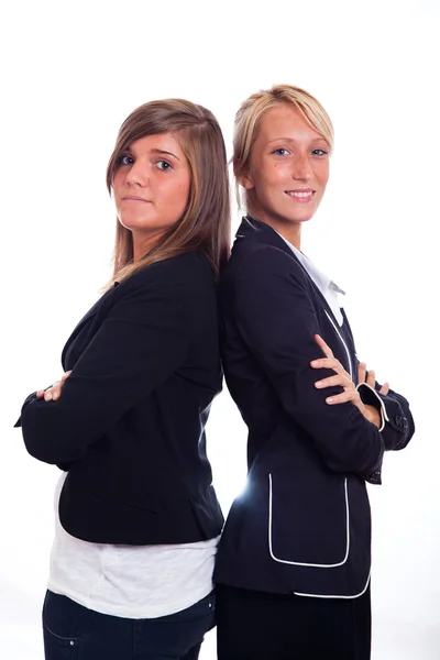 Retrato de duas jovens e simpáticas empresárias — Fotografia de Stock