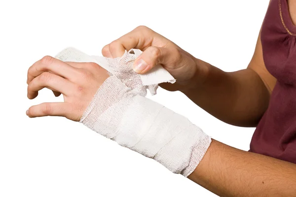 Young Woman With Injured Hand — Stock Photo, Image