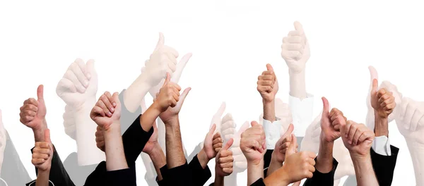 Business with Thumbs Up on White Background — Stock Photo, Image