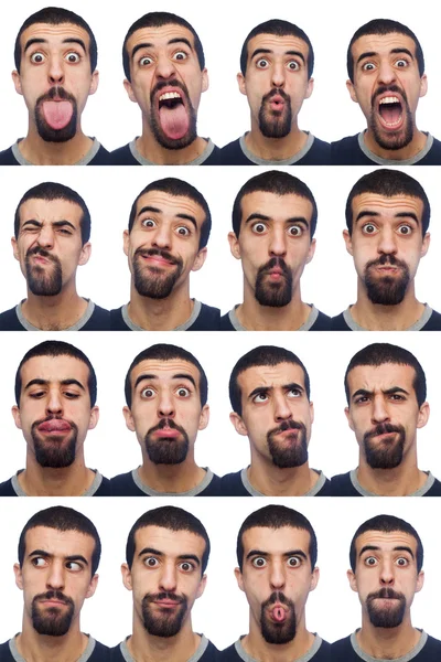 Youg Man Collection of Expressions on White Background — Stock Photo, Image