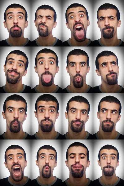 Youg Man Coleção de expressões sobre fundo branco — Fotografia de Stock