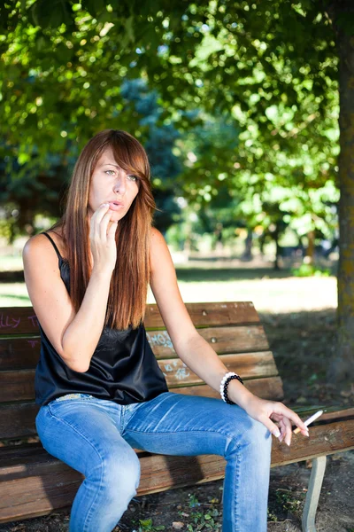 stock image Young Woman Smoking Outdoor