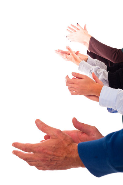 Hands Clapping on White Background