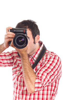 Young Man Photographer Taking Photos clipart