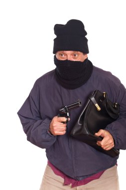 Thief Aiming a Gun on a Robbery clipart