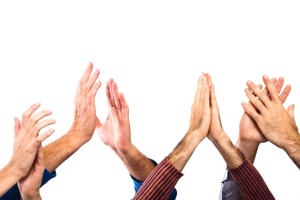 Hands Raised Up Clapping on White Background — Stock Photo, Image