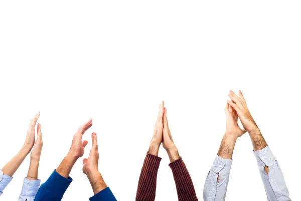 Hands Raised Up Clapping on White Background — Stock Photo, Image