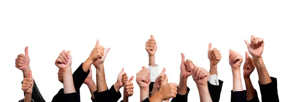 Business with Thumbs Up on White Background — Stock Photo, Image