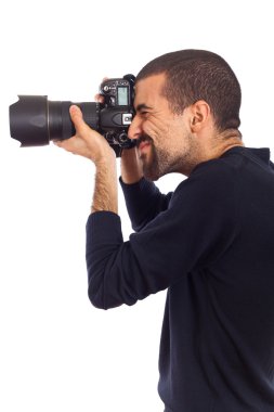 Young Man Photographer Taking Photos clipart