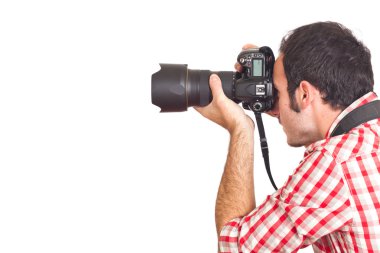 Young Man Photographer Taking Photos clipart