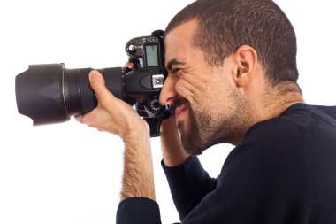 Young Man Photographer Taking Photos clipart