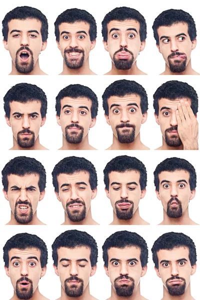 Youg Man Collection of Expressions on White Background — Stock Photo, Image