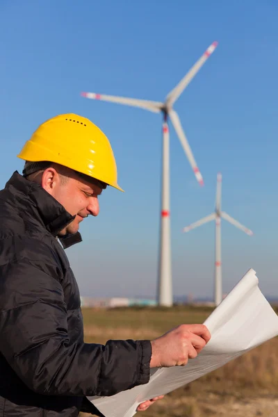 Technicus Ingenieur in Wind Turbine Power Generator Station — Stockfoto