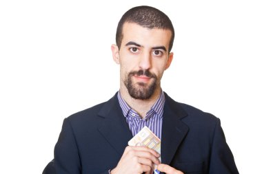 Corrupted Business Man Hiding Banknote clipart