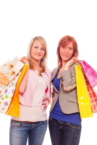 Due ragazze con borse della spesa — Foto Stock