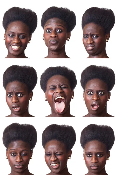 美丽的黑人女性肖像，多个图像 — 图库照片