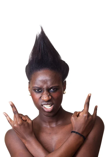 화이트에 아름 다운 흑인 여성 초상화 — 스톡 사진