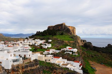 Acropolis In The Ancient Greek Town Lindos clipart