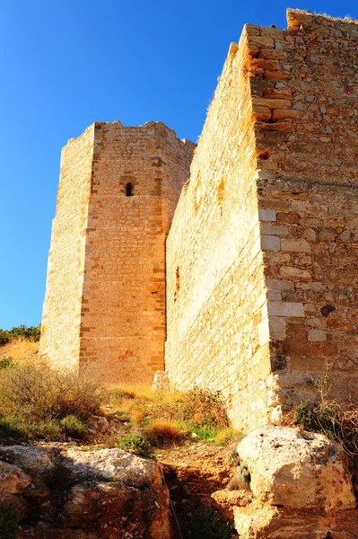 Ruiny Średniowiecznej Twierdzy Greckiej Wyspie Rodos — Zdjęcie stockowe
