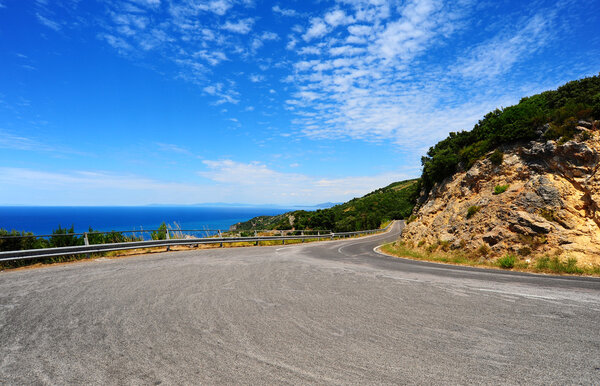 Winding Road In The Mountains Along The Coast