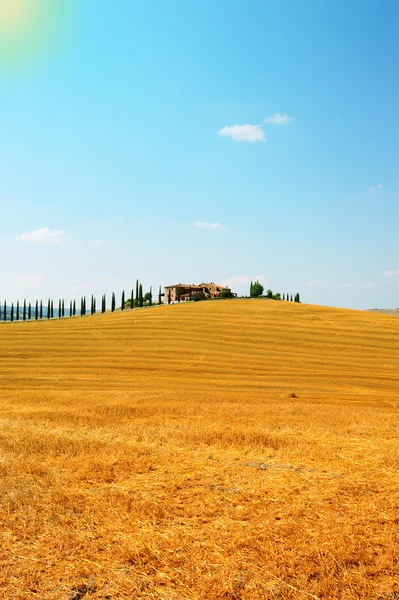 В полдень. Дом фермера в Тоскане — стоковое фото