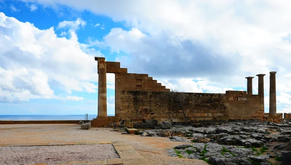 Starověký Chrám Pláži Řeckého Ostrova Rhodos — Stock fotografie