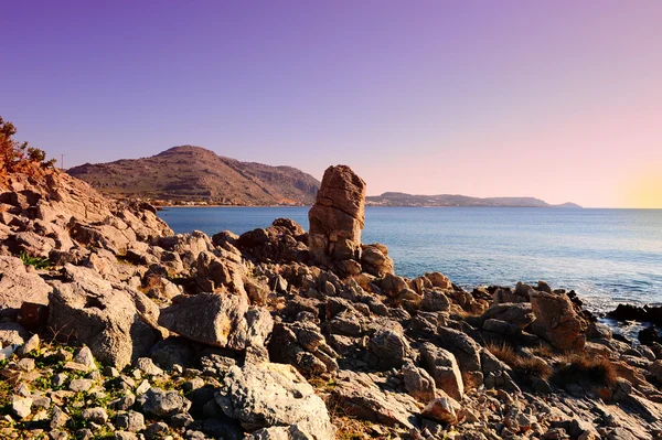 Θαλασσογραφία Τυπικό Ελληνικό Νησί Της Ρόδου Την Τραχιά Ακτή — Φωτογραφία Αρχείου