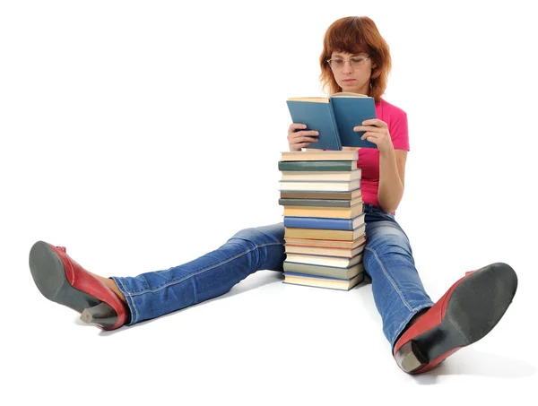 Chica con los libros — Foto de Stock