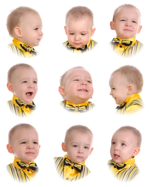 Collage. känslor av liten pojke — Stockfoto