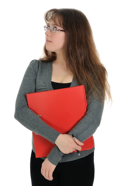 The woman carrying red folder — Stock Photo, Image