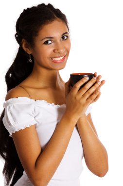 Woman drinking coffee clipart
