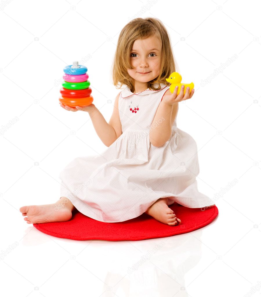 Girl playing with pyramid