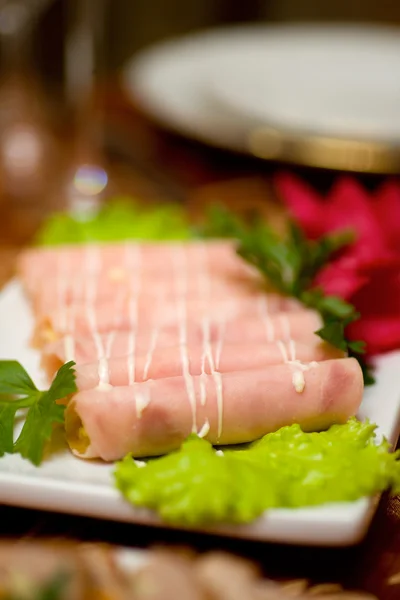 Ham rolls — Stock Photo, Image