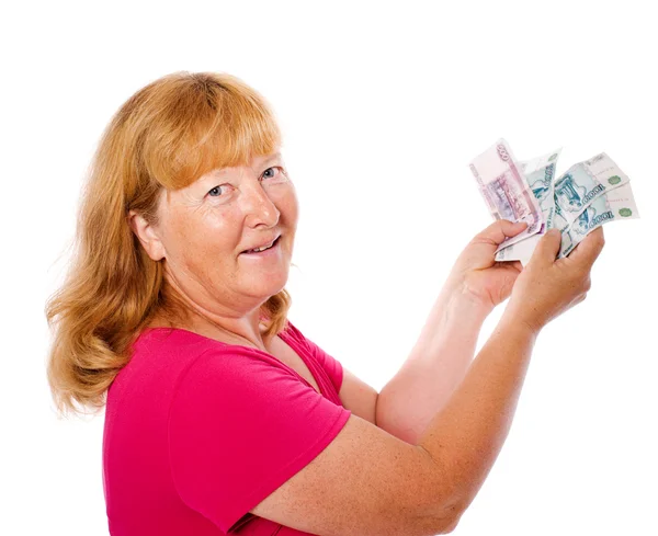 stock image Woman holding money