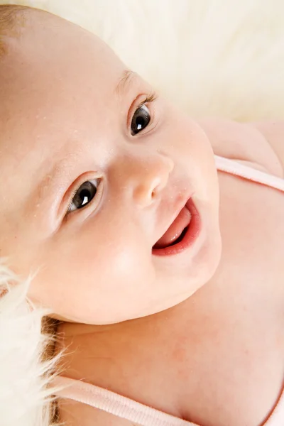 Porträtt Bedårande Tre Månaders Baby Isolerade Vit — Stockfoto
