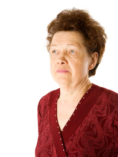 Serious Old Lady Portrait Isolated White — Stock Photo, Image