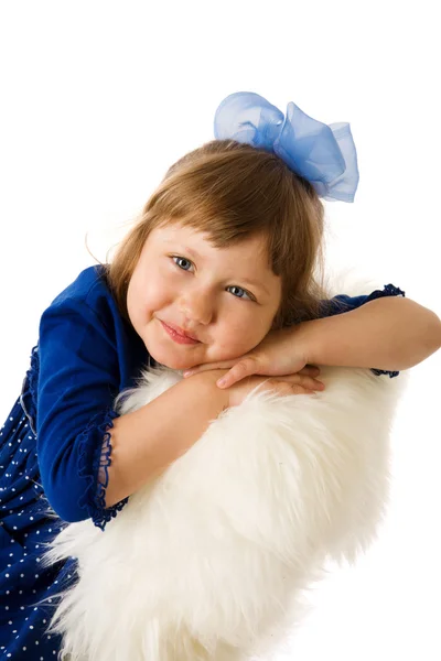 Menina Feliz Sorrindo Retrato Isolado Branco — Fotografia de Stock