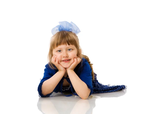 Menina Feliz Sorrindo Retrato Isolado Branco — Fotografia de Stock