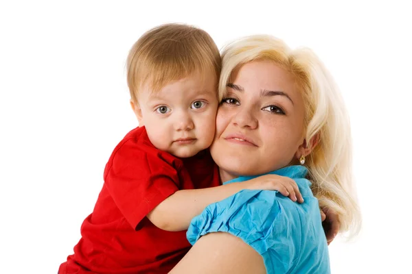 Mother hugging son — Stock Photo, Image