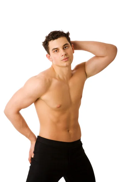 Young Athlete Man Looking Aside Isolated White — Stock Photo, Image