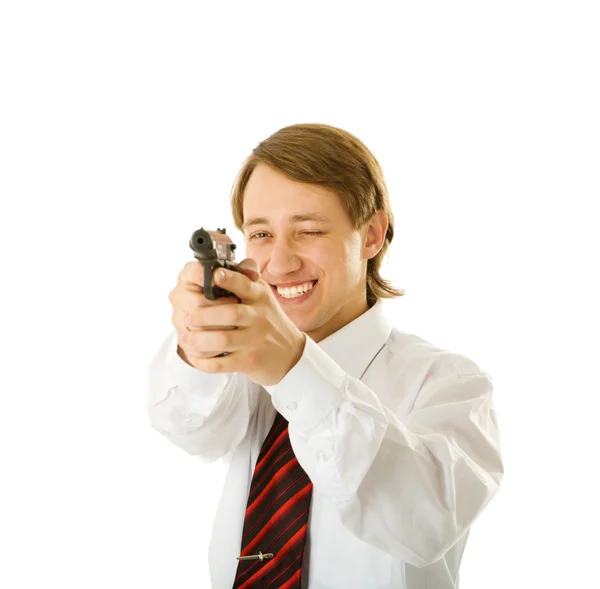 Hombre sosteniendo pistola —  Fotos de Stock