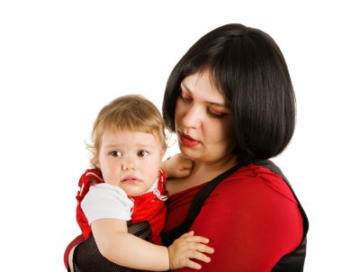 Annesi holding Ağlayan bebek