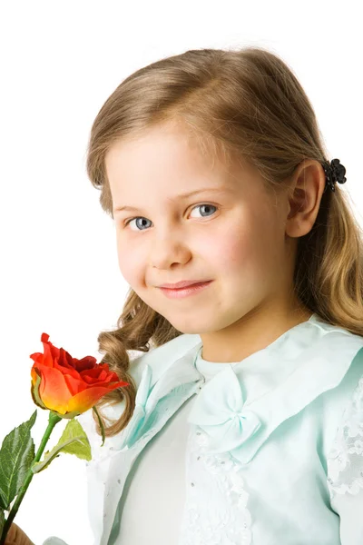 Девочка держит розу — стоковое фото