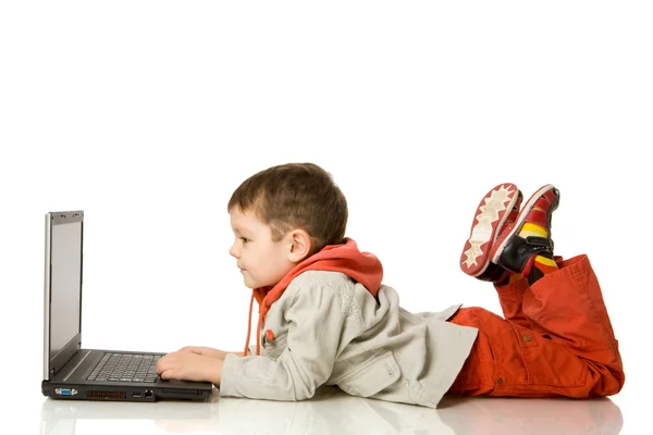 Boy typing — Stock Photo, Image
