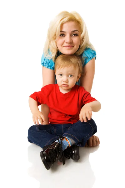 Mother hugging son — Stock Photo, Image