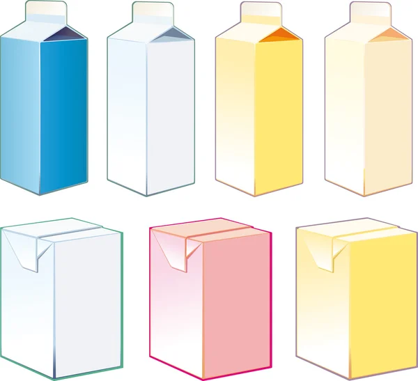 Caixas de papel para leite e suco —  Vetores de Stock