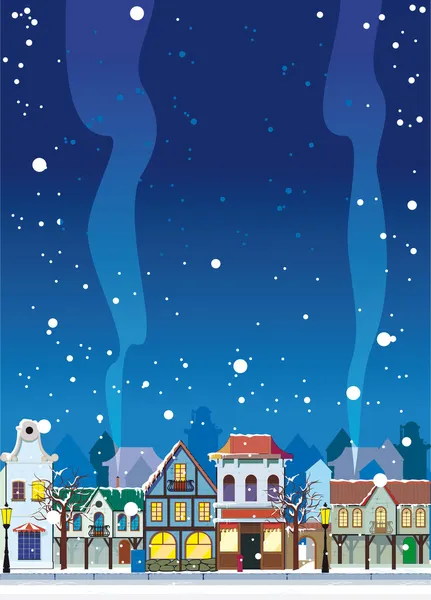 WInter in the Little Town — Stock Vector