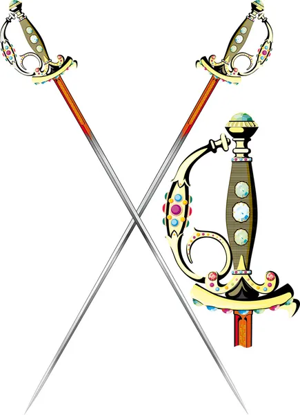Dos espada ceremonial cruzada — Vector de stock
